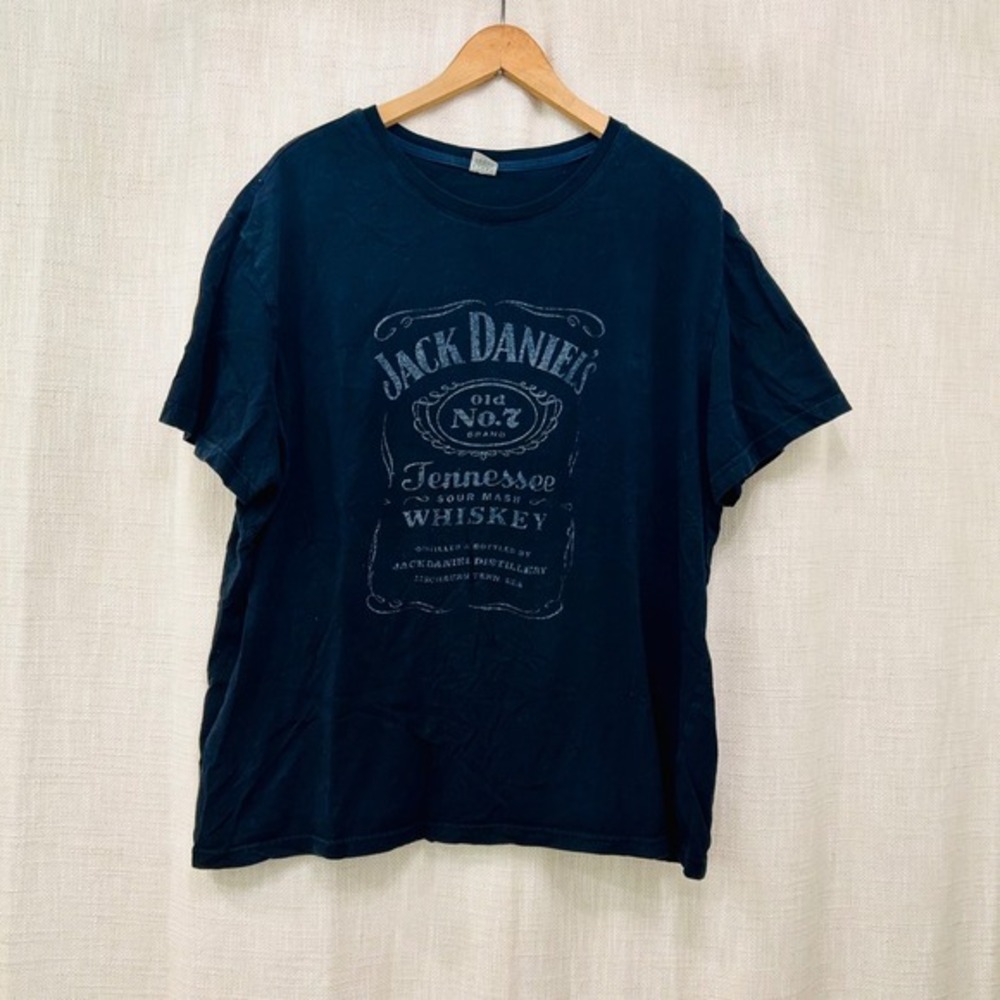 Jack Daniel's Mens‎ XXL Gradient Sun Faded Alcohol Liquor T-Shirt Black Cotton